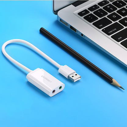 Placa de sunet USB UGREEN US205, 2 x Jack 3.5mm, Alba