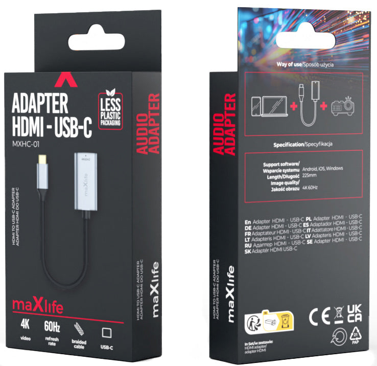 Adaptor Audio si Video USB-C - HDMI MaXlife MXHC-01, Gri