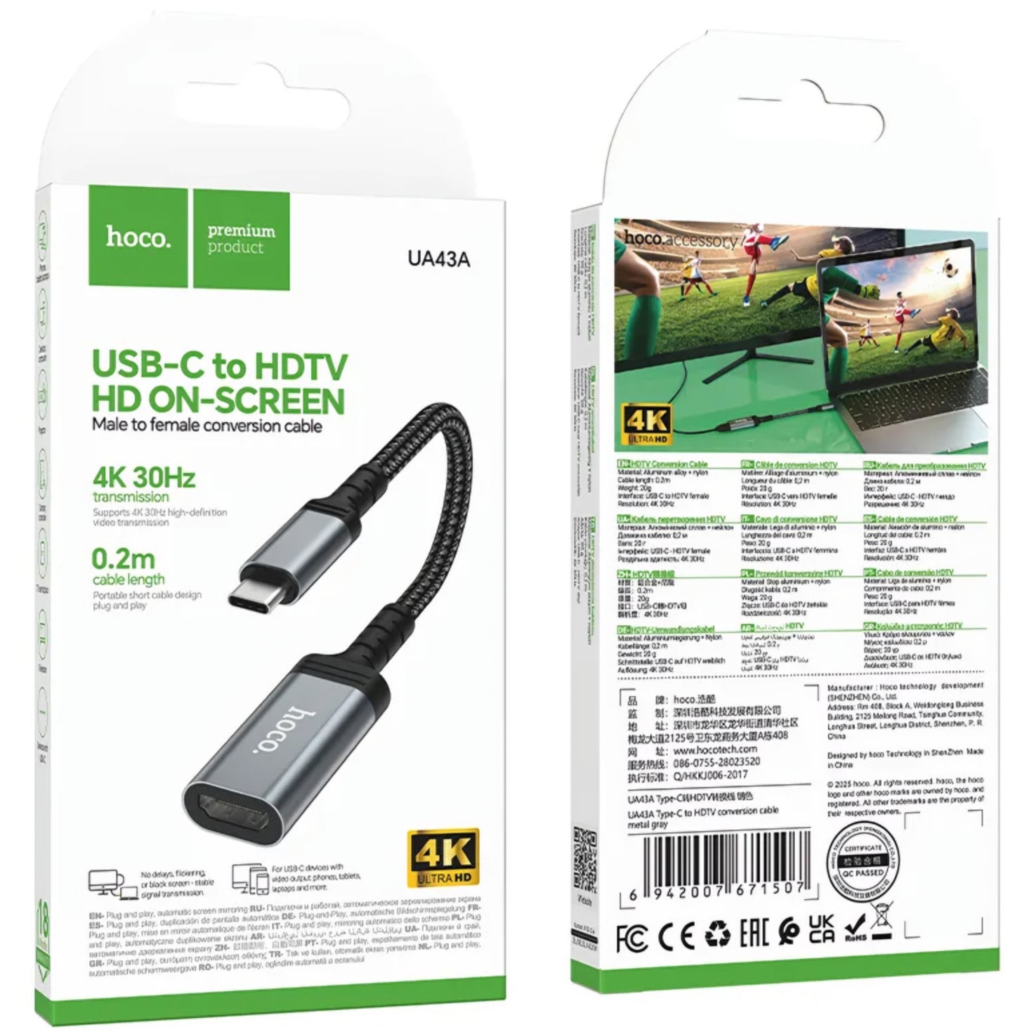 Adaptor Audio si Video USB-C - HDMI HOCO UA43A, Gri