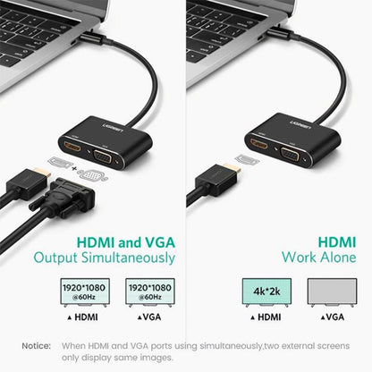 Adaptor Video UGREEN CM449, USB-A - HDMI / VGA, Gri