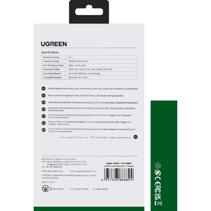 Adaptor Bluetooth USB UGREEN CM390, Negru
