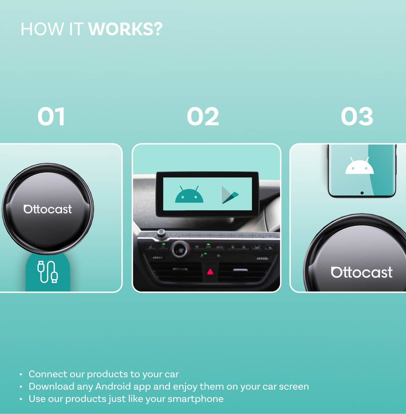 Adaptor Carplay / Android Auto Wireless Ottocast OttoAibox P3 Pro pentru Apple iPhone / Android Series, Resigilat PCS61-T