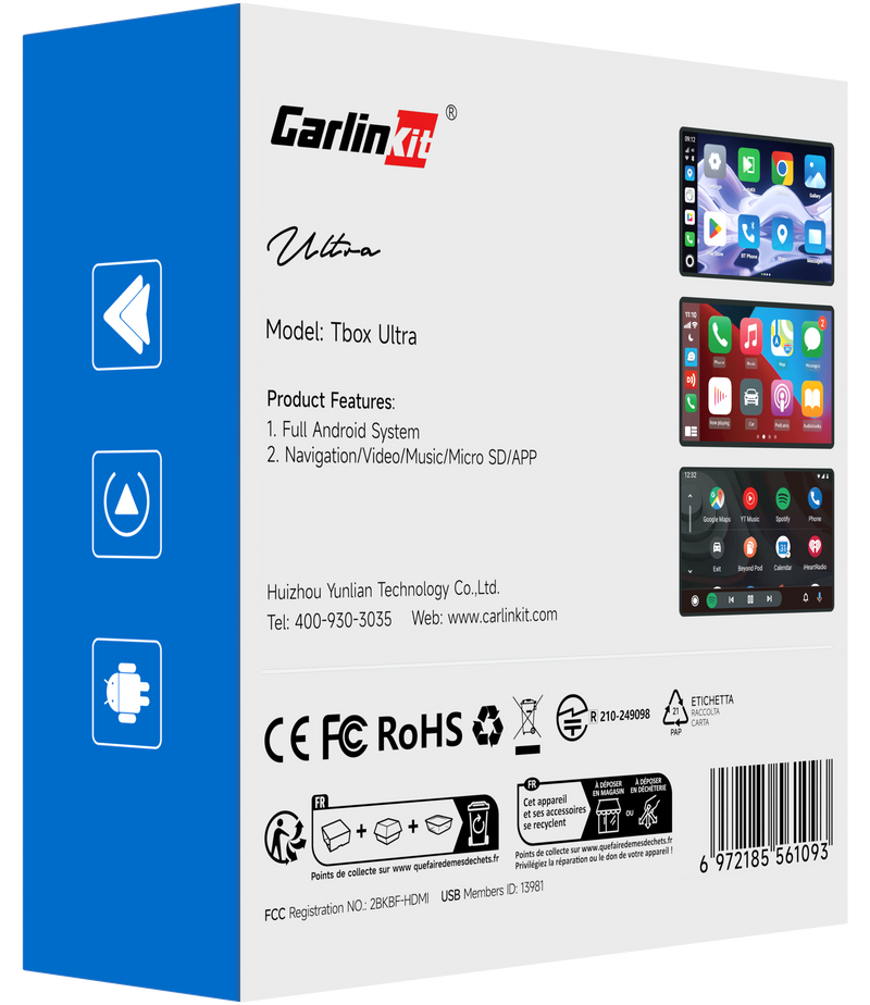 Adaptor Carplay / Android Auto Wireless Carlinkit TBox Ultra 2 pentru Apple iPhone / Android Series, 8GB RAM / 128GB