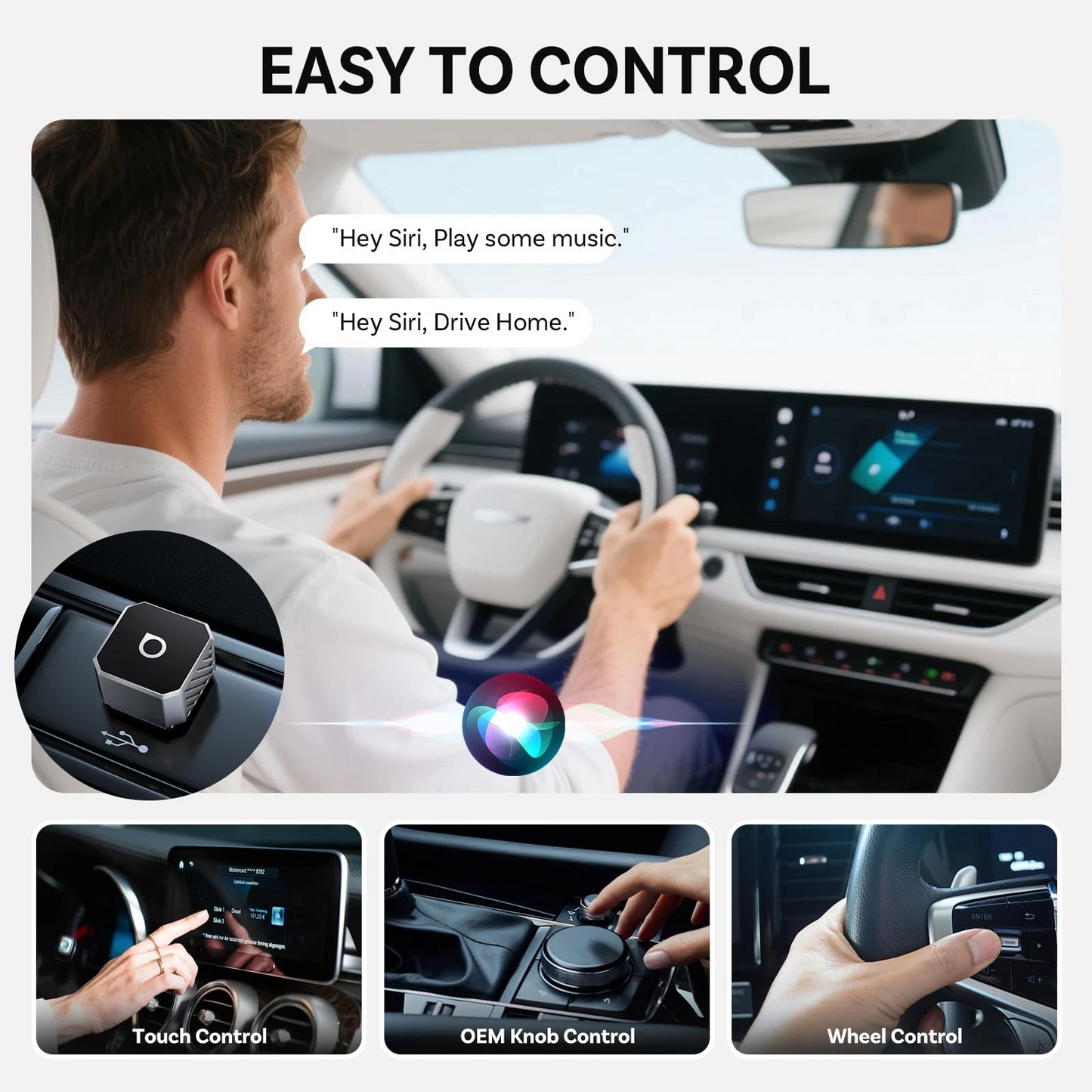 Adaptor Carplay / Android Auto Wireless Ottocast Mini Cube Style C pentru Apple iPhone / Android Series CP88-T3