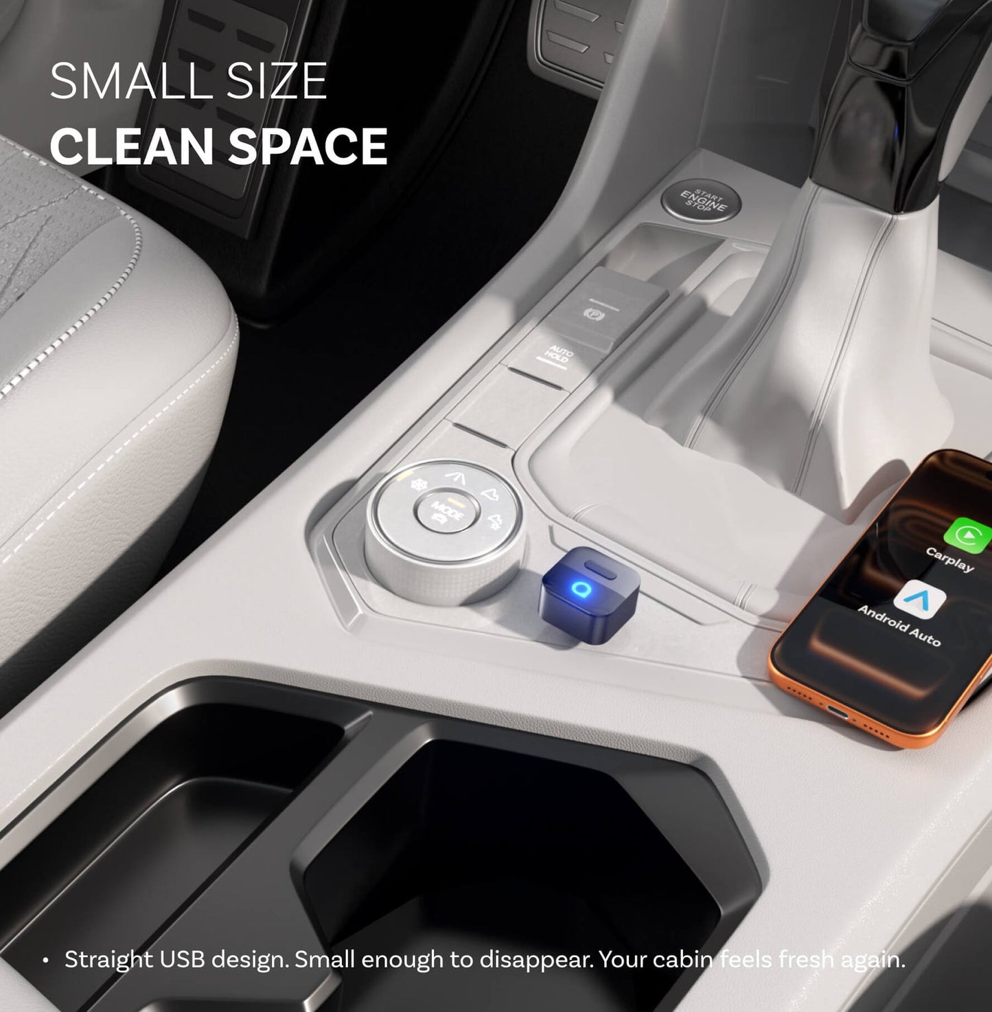 Adaptor Carplay / Android Auto Wireless Ottocast Mini Pico Style B pentru Apple iPhone / Android Series CA525-T3
