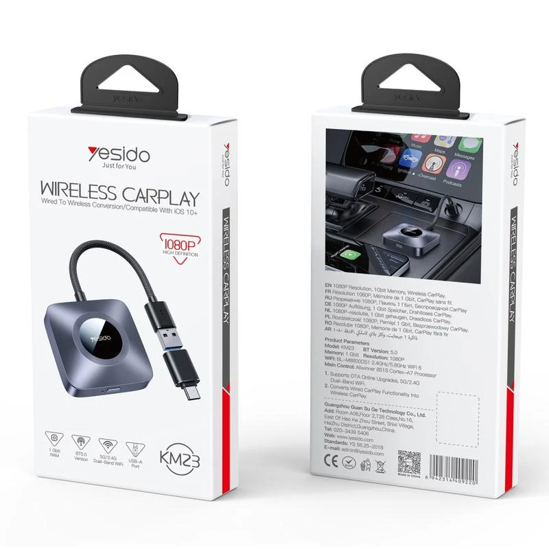 Adaptor Carplay Wireless Yesido KM23 pentru Apple iPhone Series