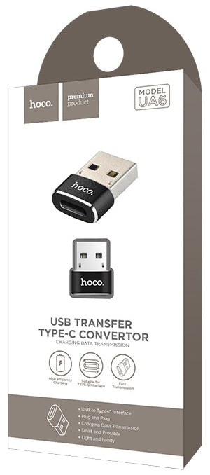 Adaptor Date si Incarcare USB-C - USB-A HOCO UA6, Negru