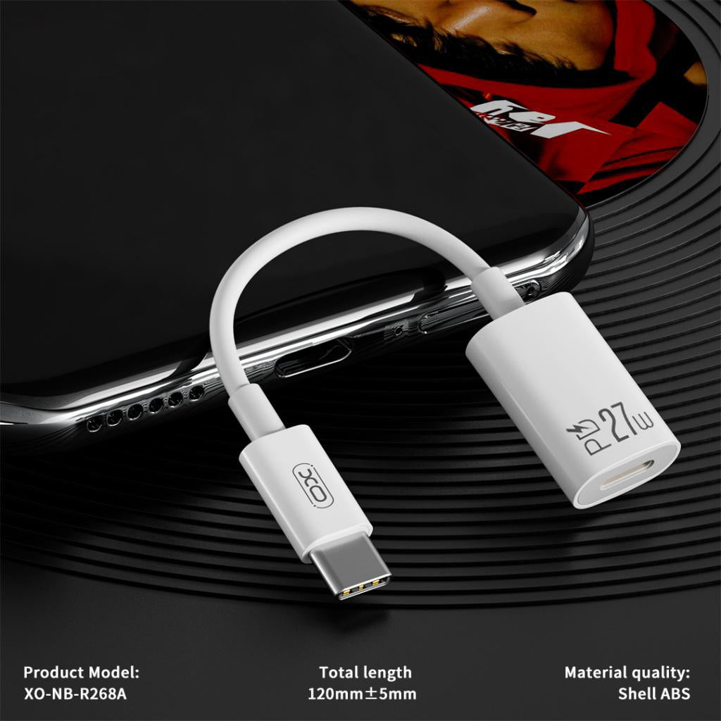 Adaptor Date si Incarcare USB-C - Lightning XO Design NB-R268A, Alb
