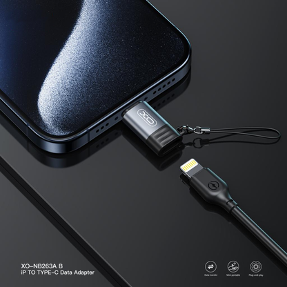 Adaptor Date si Incarcare Lightning - USB-C XO Design NB263B, Negru
