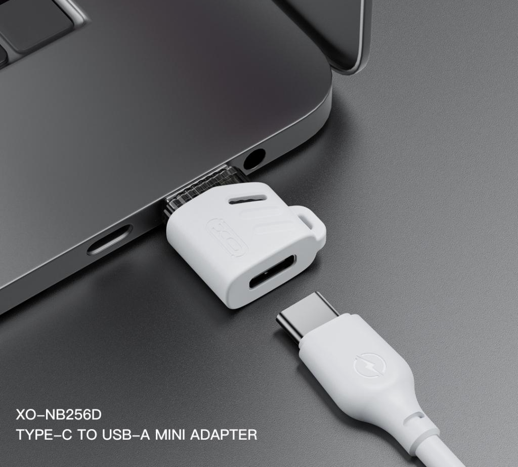 Adaptor Date si Incarcare USB-C - USB-A XO Design NB256D, Alb