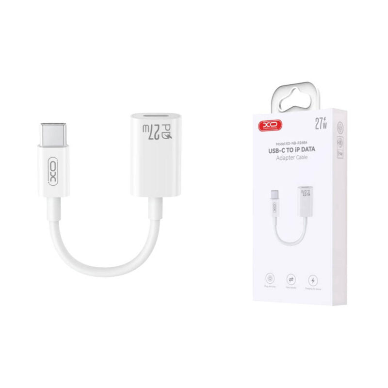 Adaptor Date si Incarcare USB-C - Lightning XO Design NB-R268A, Alb