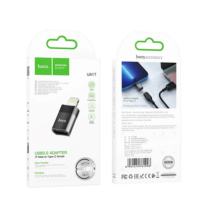 Adaptor Date si Incarcare USB-C - Lightning HOCO UA17, Negru