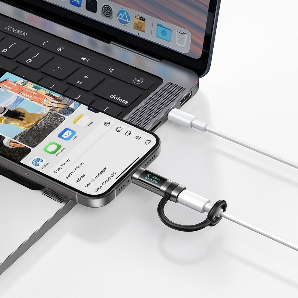 Adaptor Date si Incarcare Lightning - USB-C McDodo OT-0180 Pigeon Display, Negru