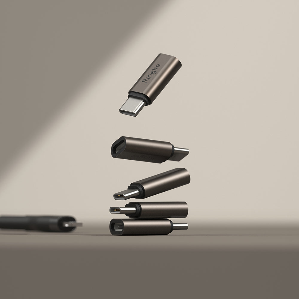 Adaptor Date si Incarcare Lightning - USB-C Ringke, Maro, Set 2 bucati