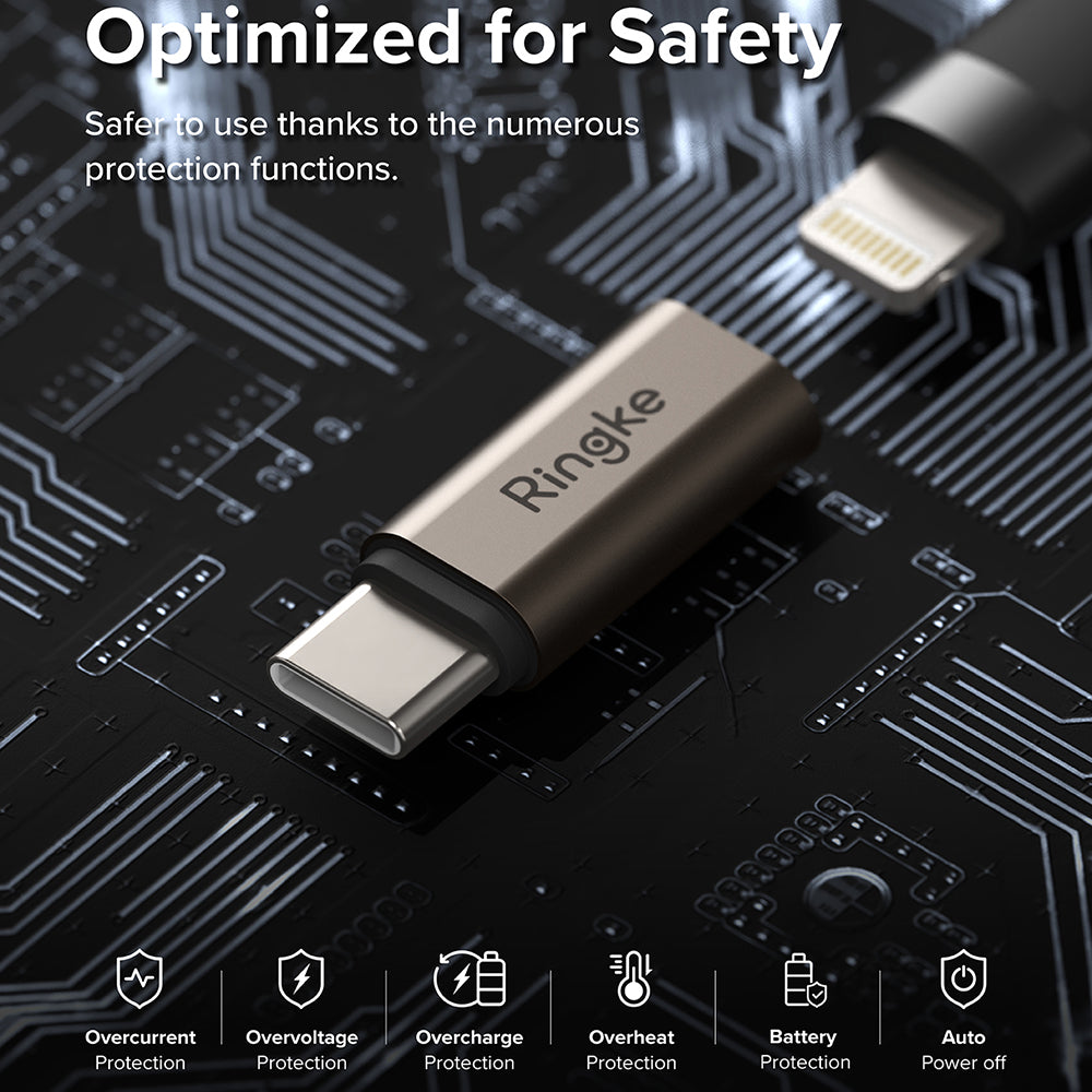 Adaptor Date si Incarcare Lightning - USB-C Ringke, Maro, Set 2 bucati