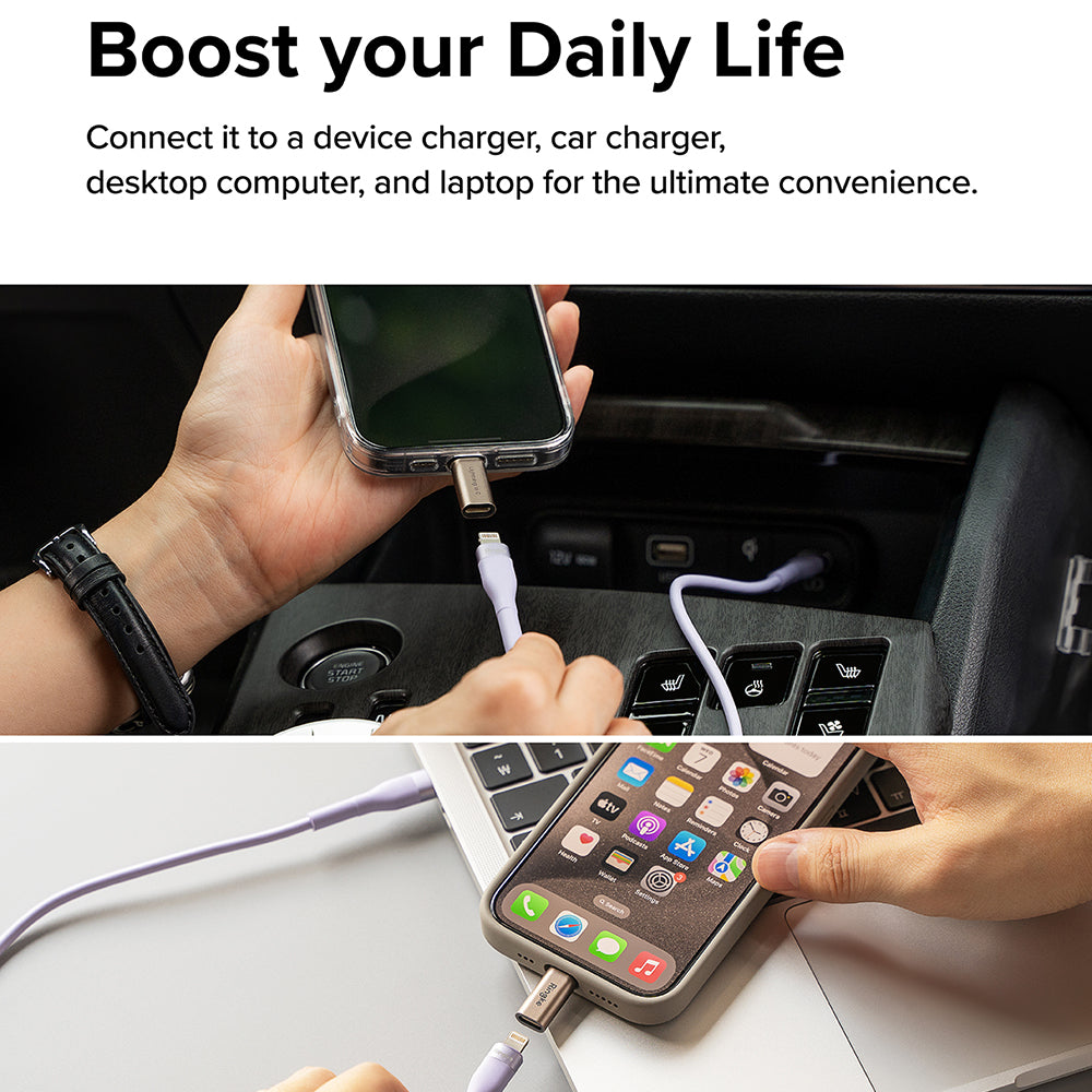 Adaptor Date si Incarcare Lightning - USB-C Ringke, Maro, Set 2 bucati