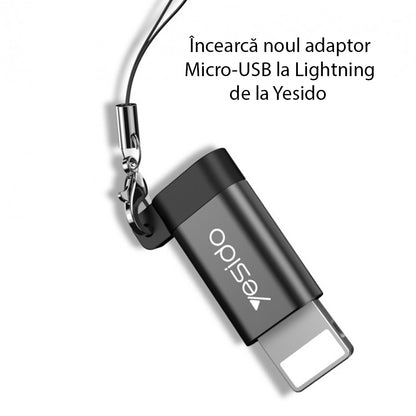 Adaptor Date si Incarcare microUSB - Lightning Yesido GS05, Negru