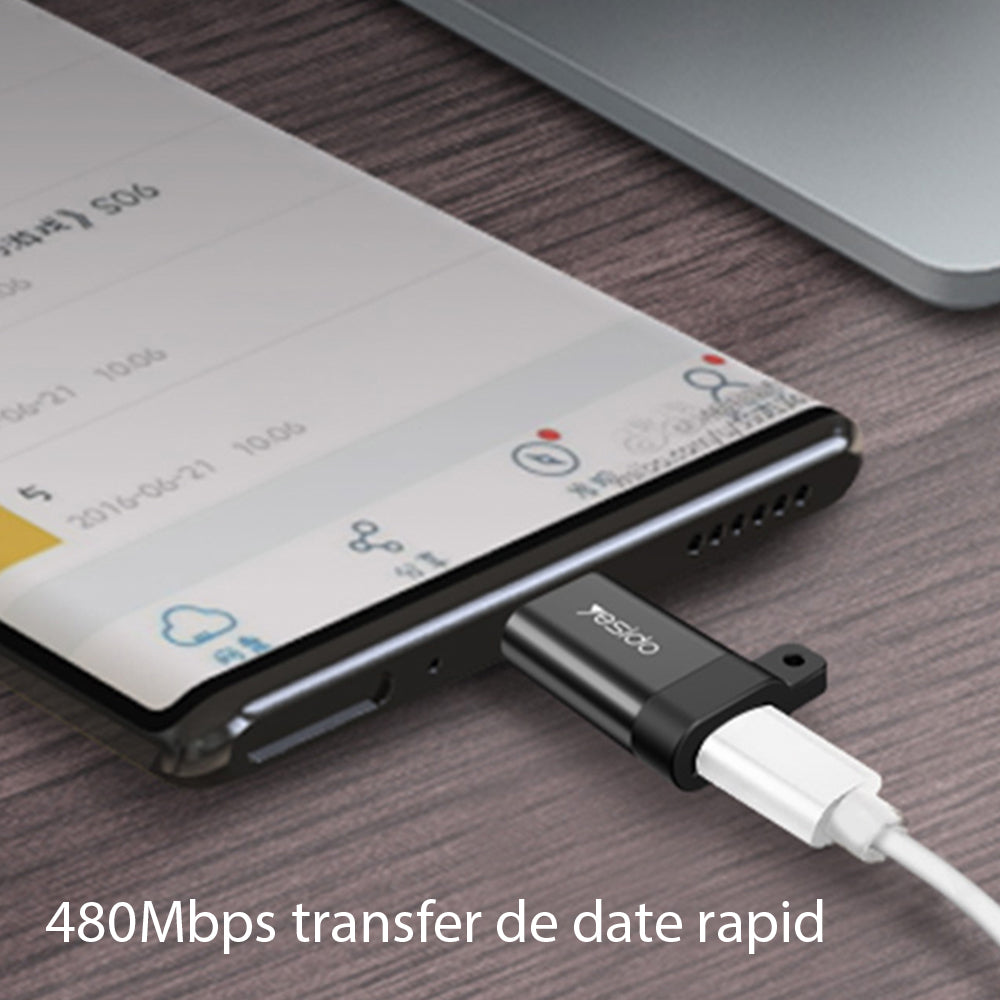 Adaptor Date si Incarcare microUSB - USB-C Yesido GS04, Negru