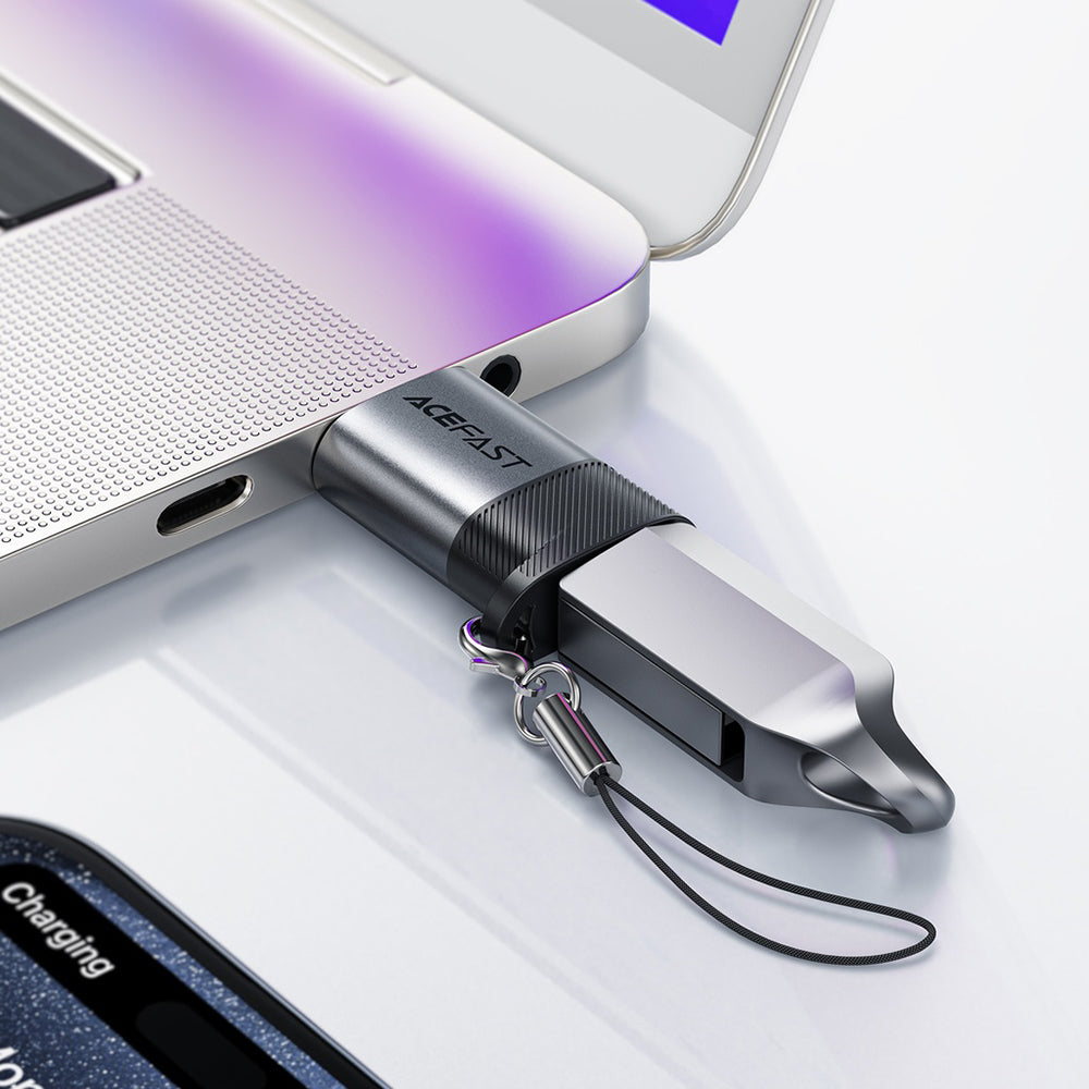 Adaptor Date si Incarcare USB-C - USB-A Acefast J8, Gri