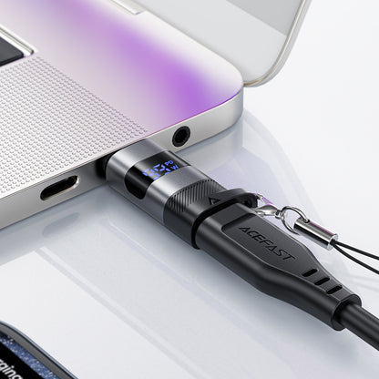 Adaptor Date si Incarcare USB-C - USB-C Acefast J9 Display, Gri