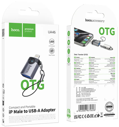 Adaptor OTG Lightning - USB-A HOCO UA46, Gri