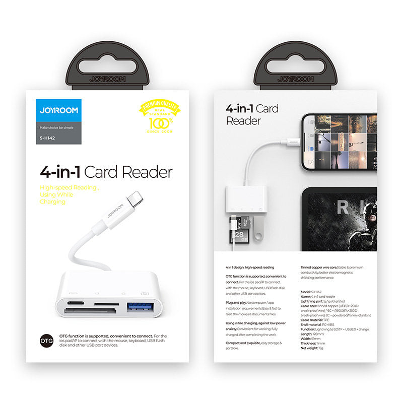 Adaptor OTG Lightning - USB-A /microSD Joyroom, Alb S-H142