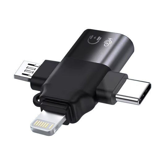Adaptor OTG Lightning / microUSB / USB-C - USB-A Techsuit A17 SoundVoltX, Negru