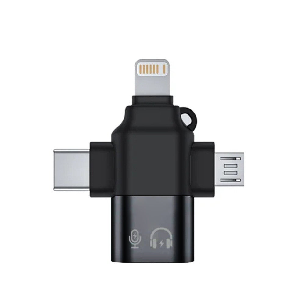 Adaptor OTG Lightning / microUSB / USB-C - USB-A Techsuit A17 SoundVoltX, Negru