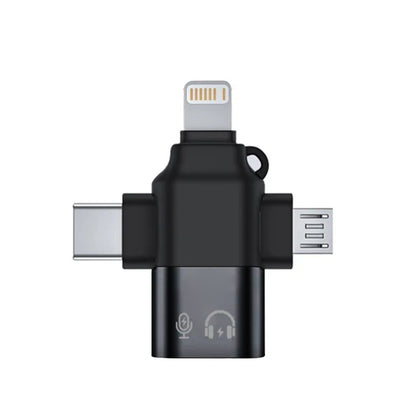 Adaptor OTG Lightning / microUSB / USB-C - USB-A Techsuit A17 SoundVoltX, Negru