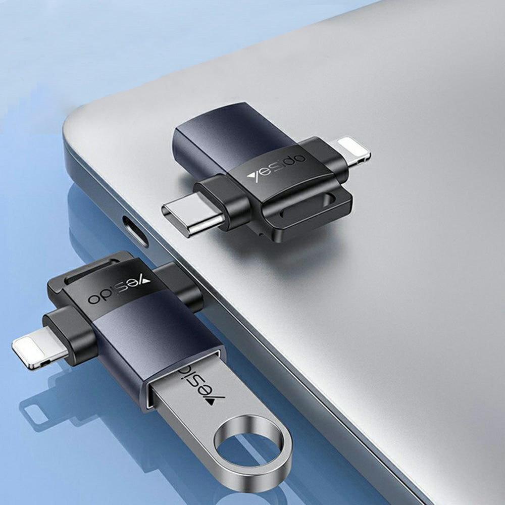 Adaptor OTG Lightning / USB-C - USB-A Yesido GS35, Gri