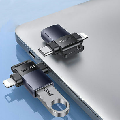 Adaptor OTG Lightning / USB-C - USB-A Yesido GS35, Gri
