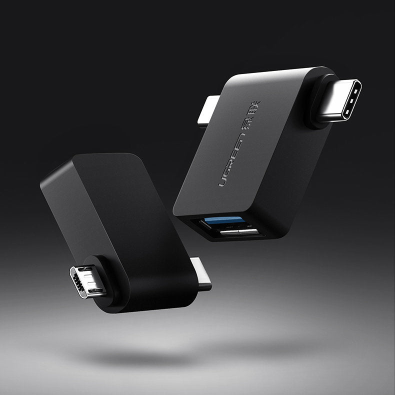 Adaptor OTG microUSB / USB-C - USB-A UGREEN U30453, Negru