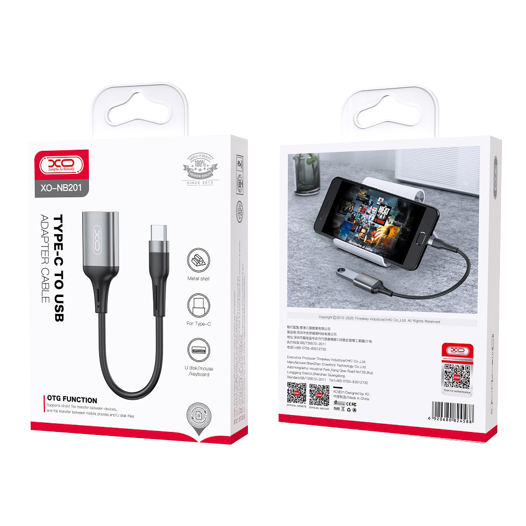 Adaptor OTG USB-C - USB-A XO Design NB201, Negru