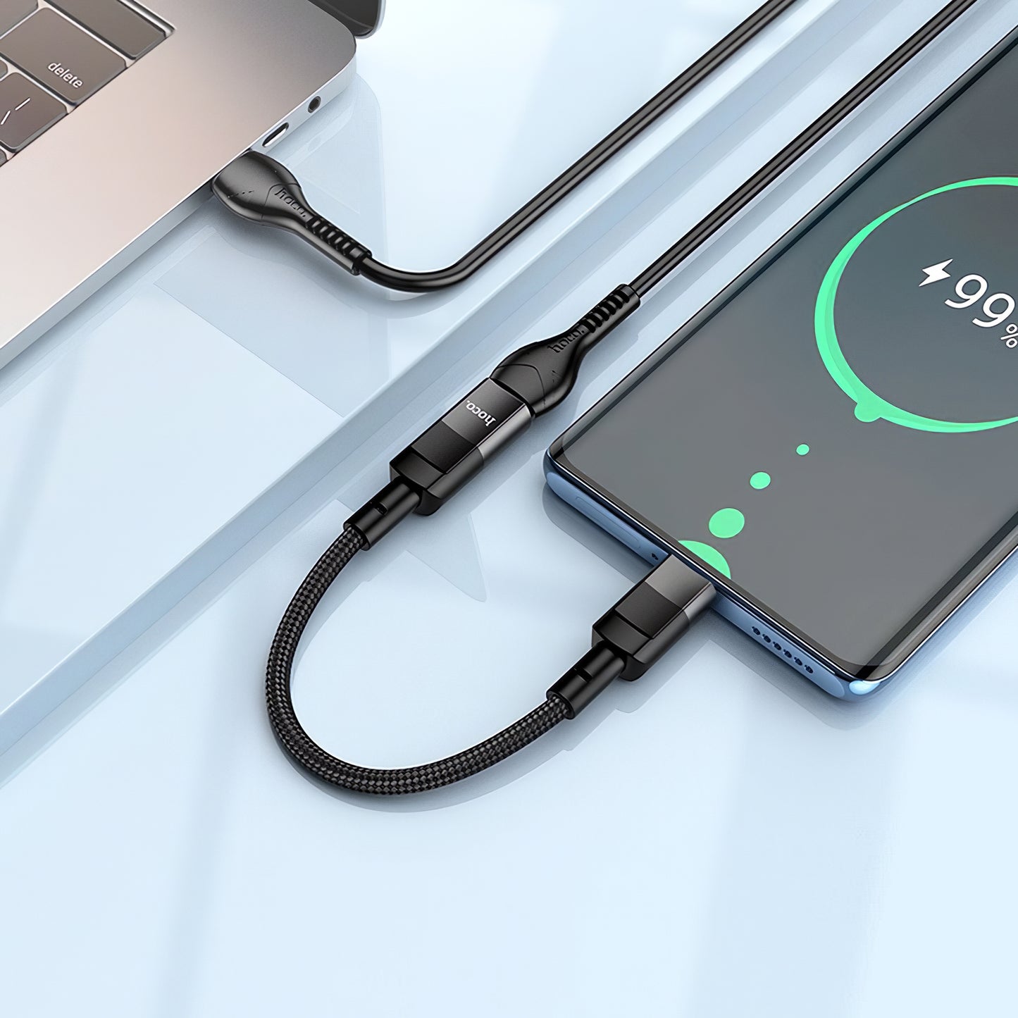 Adaptor OTG USB-C - Lightning HOCO U107, 0.1m, Negru