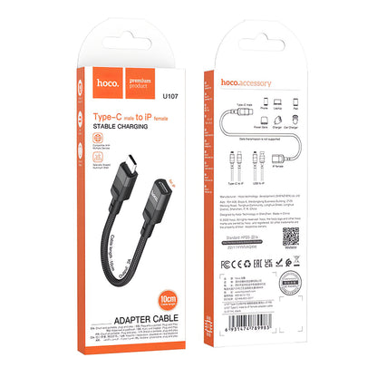 Adaptor OTG USB-C - Lightning HOCO U107, 0.1m, Negru