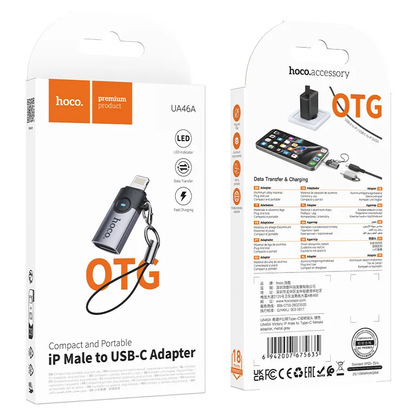 Adaptor Date si Incarcare USB-C - Lightning HOCO UA46A, Gri