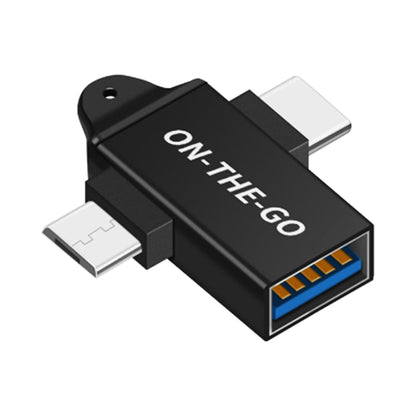 Adaptor OTG microUSB / USB-C - USB-A Techsuit A15 AluCoreX, Negru