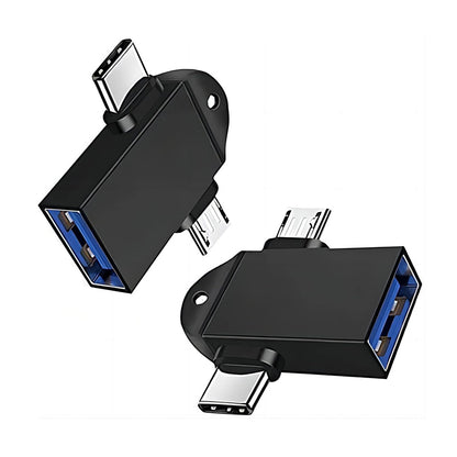 Adaptor OTG microUSB / USB-C - USB-A Techsuit A15 AluCoreX, Negru