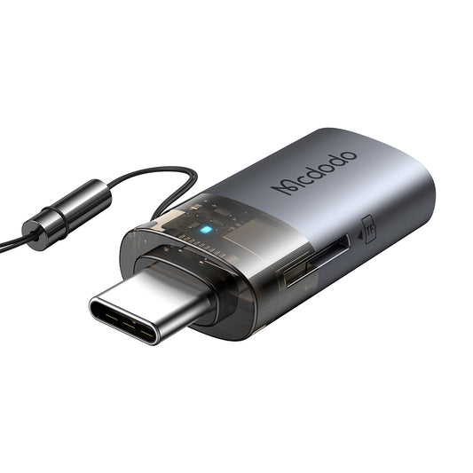Cititor Card USB-C McDodo OT-7600, USB-A (OTG) - microSD, Negru