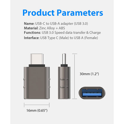 Adaptor OTG USB-C - USB-A Techsuit A10 SlateVolt, Gri