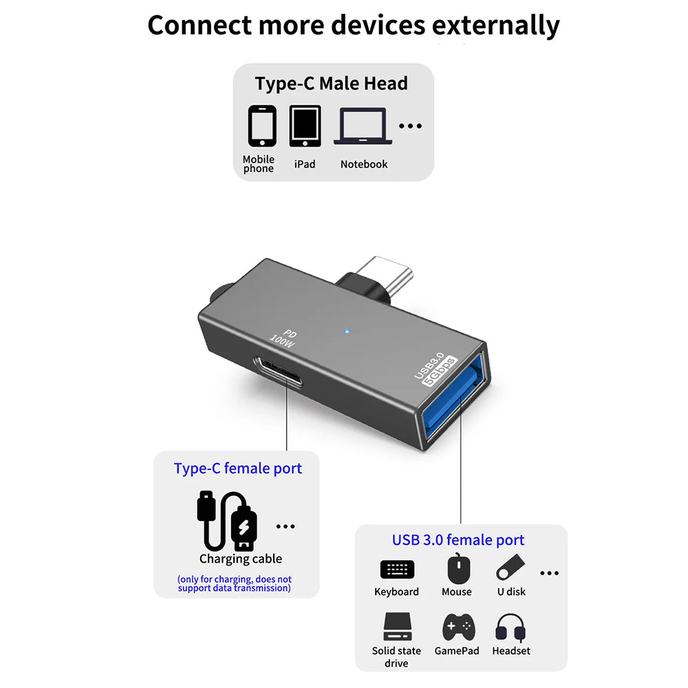 Adaptor OTG USB-C - USB-A Techsuit A21, Gri