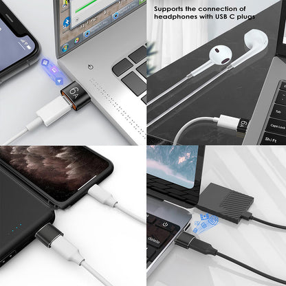 Adaptor Date si Incarcare USB-C - USB-A Techsuit A4 HyperPort, Negru Portocaliu