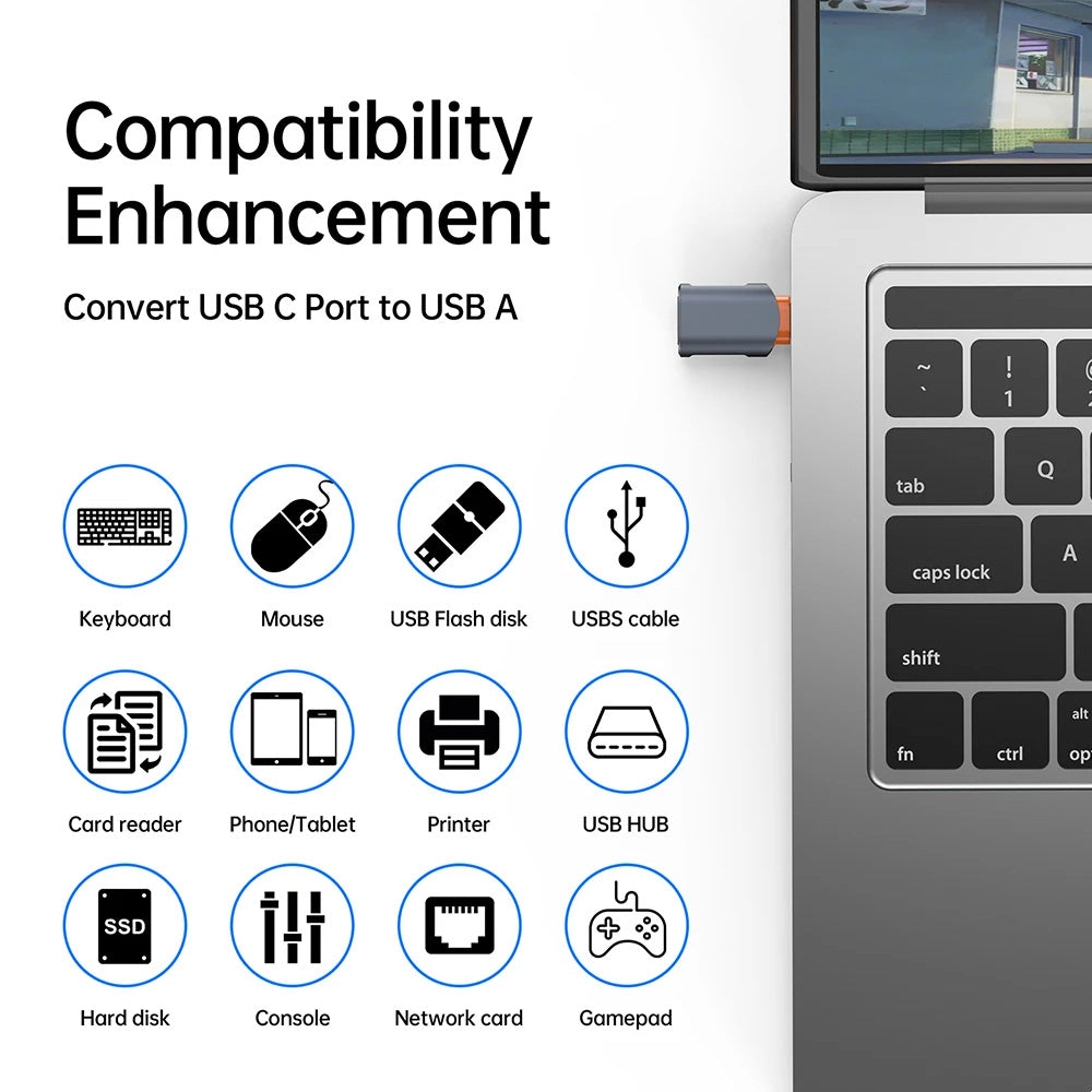 Adaptor OTG USB-C - USB-A Techsuit A9 SlateVolt, Gri Portocaliu