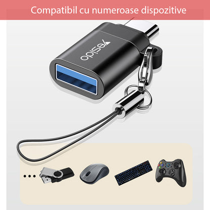Adaptor OTG USB-C - USB-A Yesido GS06, Negru