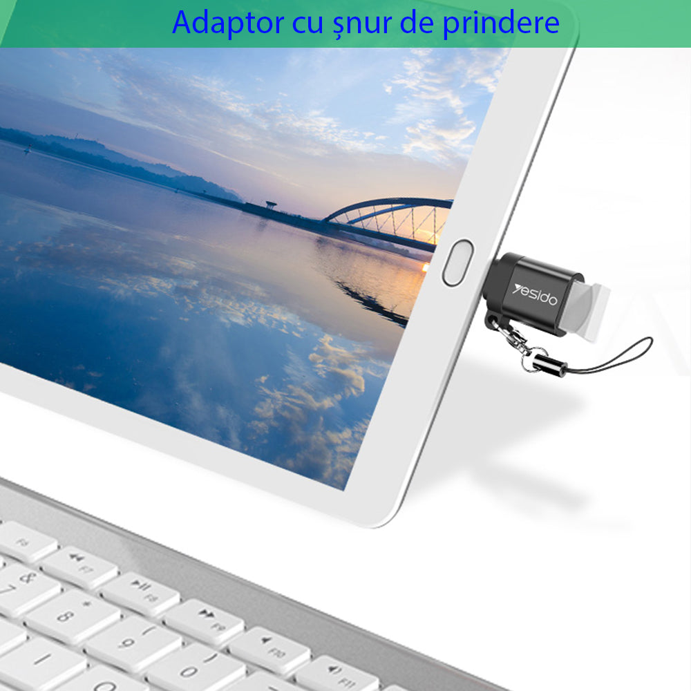 Adaptor OTG USB-C - USB-A Yesido GS06, Negru