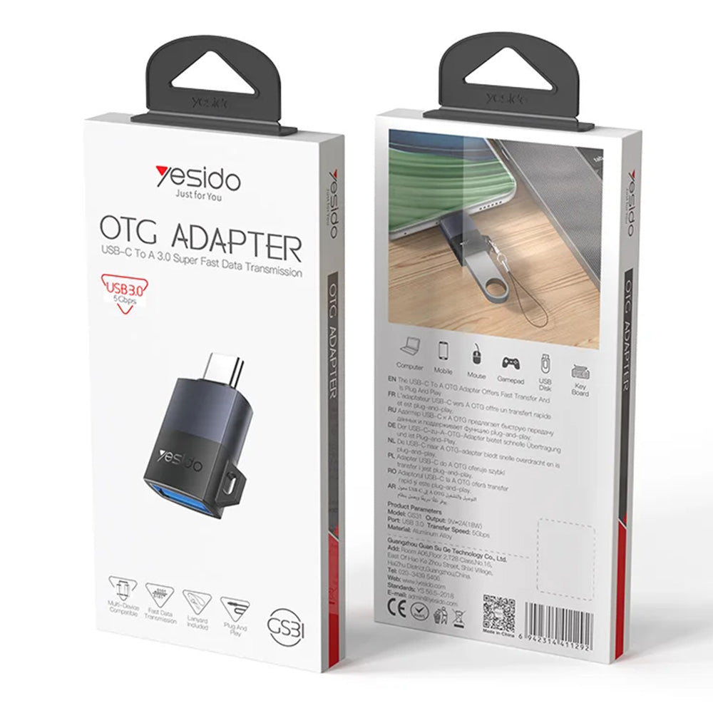 Adaptor OTG USB-C - USB-A Yesido GS31, Gri