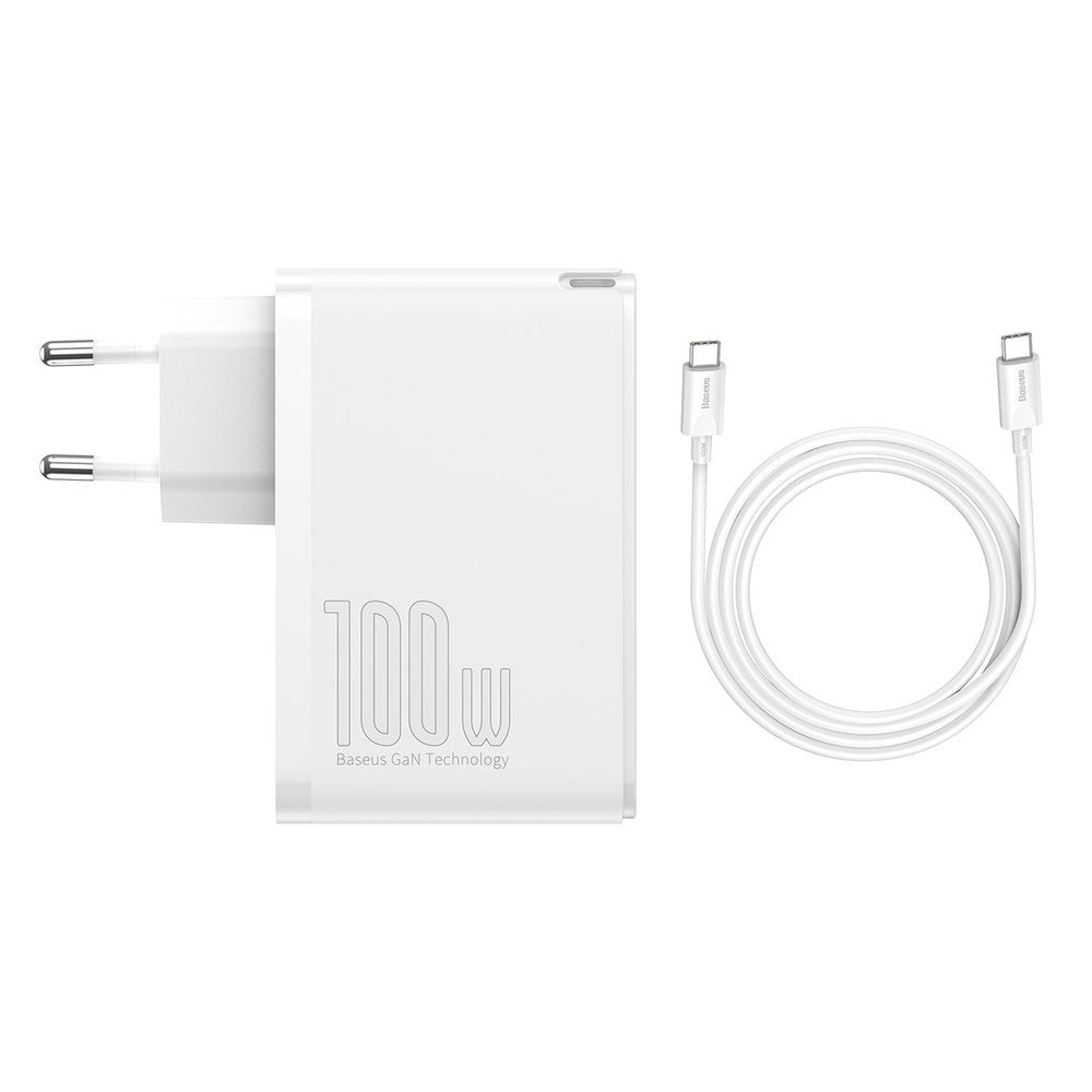Incarcator Retea Baseus GaN2 Pro, 100W, 3A, 2 x USB-A - 2 x USB-C, Alb CCGAN2P-L02