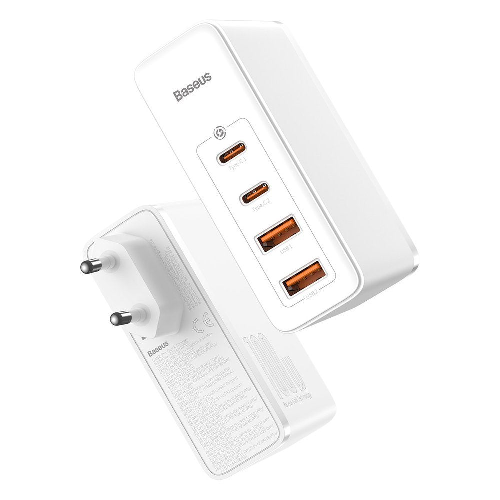 Incarcator Retea Baseus GaN2 Pro, 100W, 3A, 2 x USB-A - 2 x USB-C, Alb CCGAN2P-L02