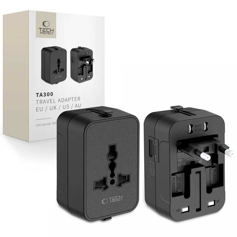Adaptor Retea Tech-Protect TA300 Travel EU / UK / US / AU, Negru