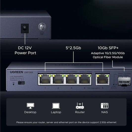 Switch Retea UGREEN 35048EU, Gri